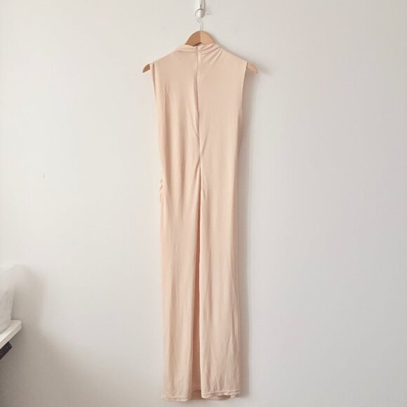 Zara Soft Draped Midi Dress Cream Size Large - Picture 7 of 10